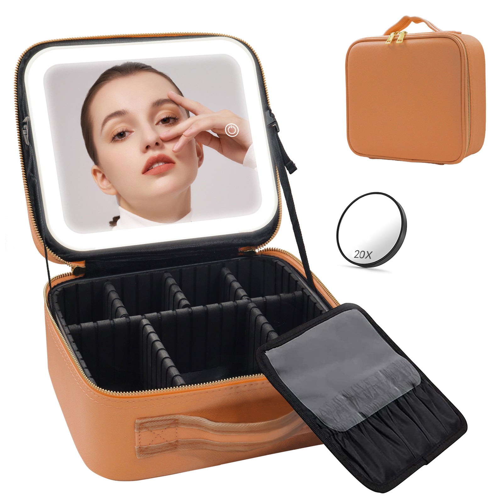 Large Capacity Cosmetic Case With LED Mirror High Sense Multifunctional Storage For Makeup Artist Cosmetic Bag Limorista