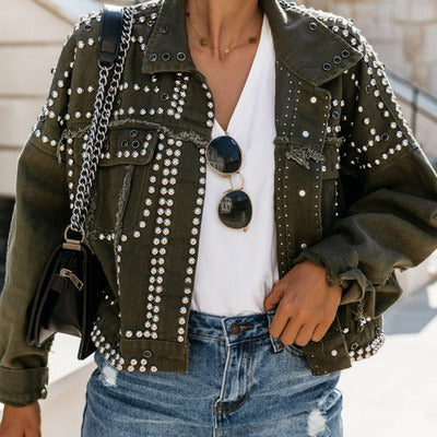 Water denim stud jacket Limorista