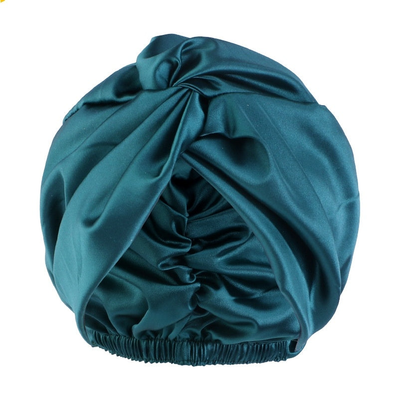 Europe And The United States Popular Imitation Silk Double Layer Nightcap Cross Twist Cap Limorista