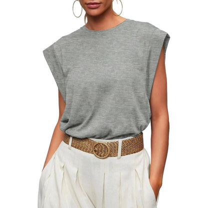 Round Neck Loose Short Sleeves Striped Top For Women Limorista