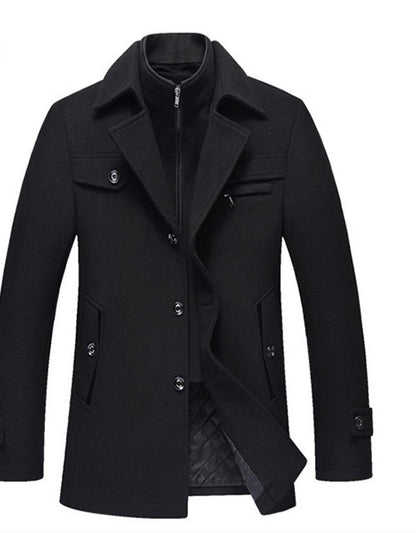 Men Woolen Coats Winter Slim Fit Warm Overcoats Brand Detachable Collar Casual Wool Blends Trench Coats SL-F053 Limorista