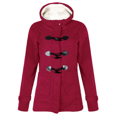 Women Warm Hooded Wool Double Button Coat Limorista