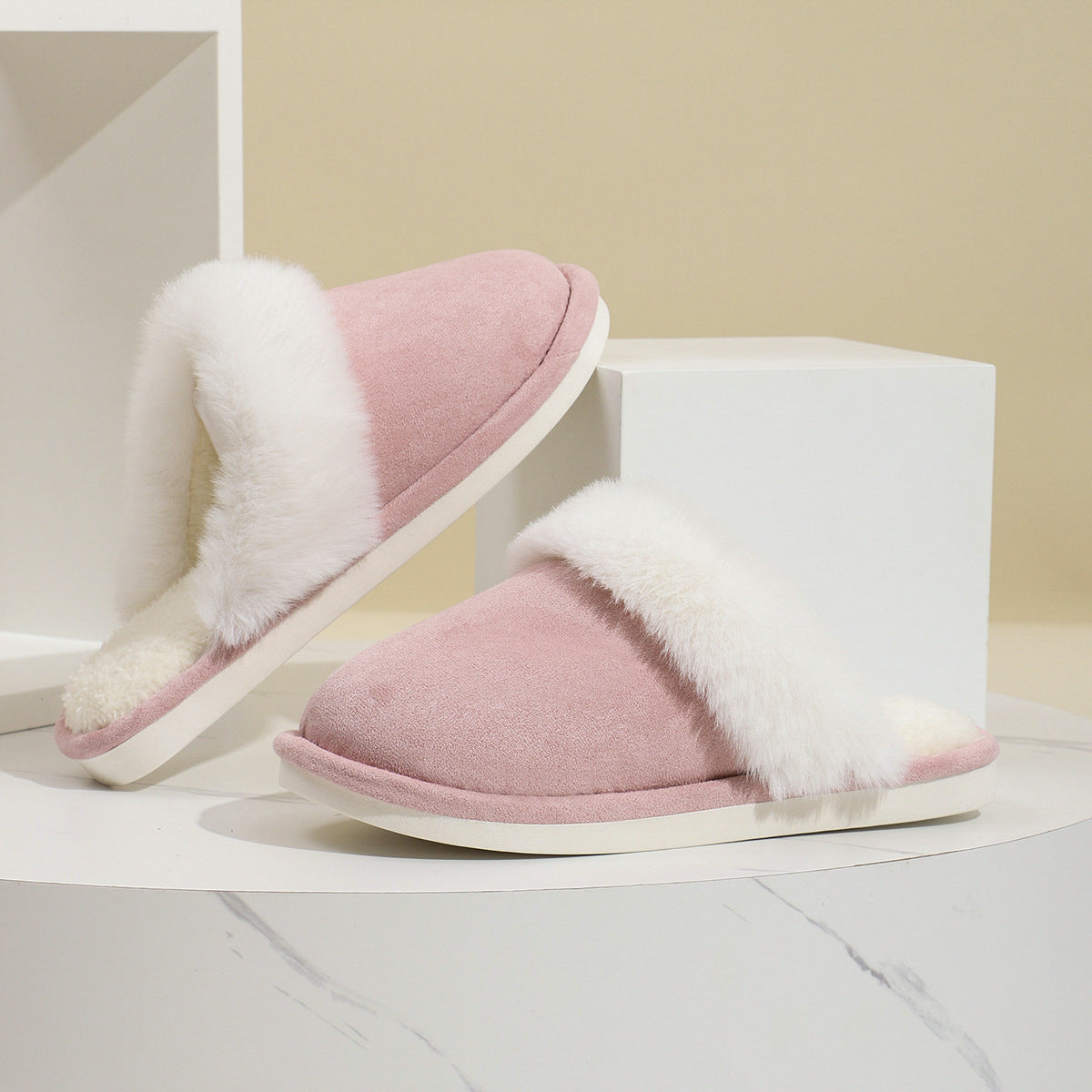 Winter Warm Plush Slippers Home Indoor Non-slip Bedroom Floor Soft Fuzzy Slipper For Couple Fashion Solid House Shoes Limorista
