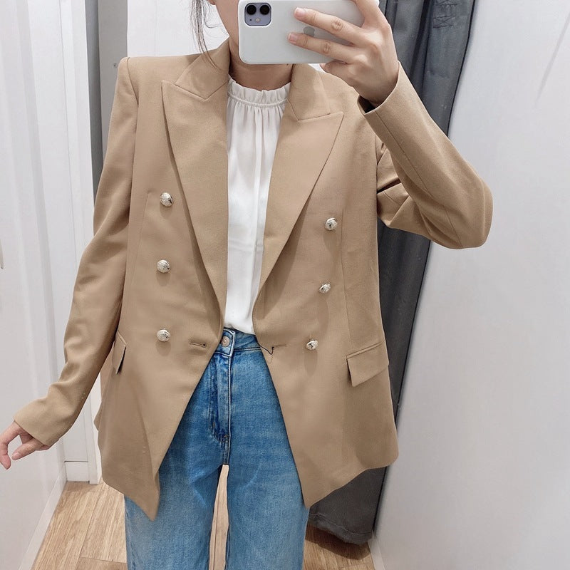 Limorista - Simple Style Buttoned Casual Blazer Jacket Women