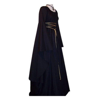 Halloween Long Sleeve Round Collar Belt Irregular Ladies Dress Halloween Witch Costume Limorista