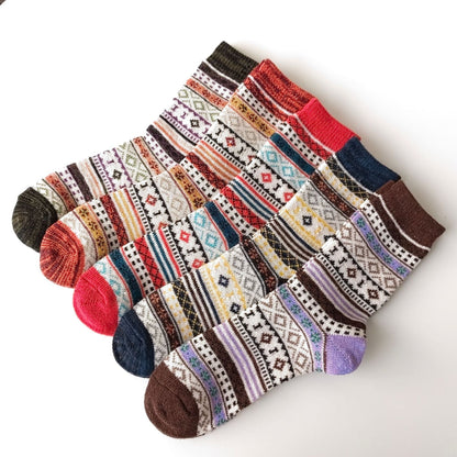 Winter Rhombus Wool Socks Thick Line Medium Tube Limorista