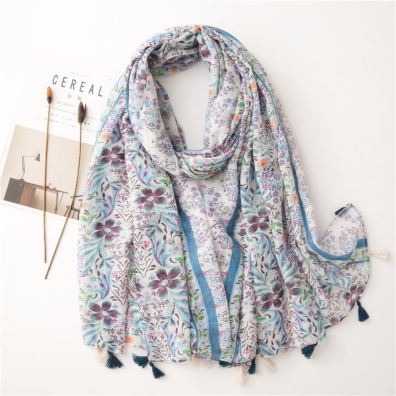 Japanese Style Artistic Fresh Cotton And Linen Scarf Retro Patchwork Bohemian Cashew Print Limorista