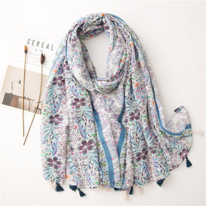 Japanese Style Artistic Fresh Cotton And Linen Scarf Retro Patchwork Bohemian Cashew Print Limorista