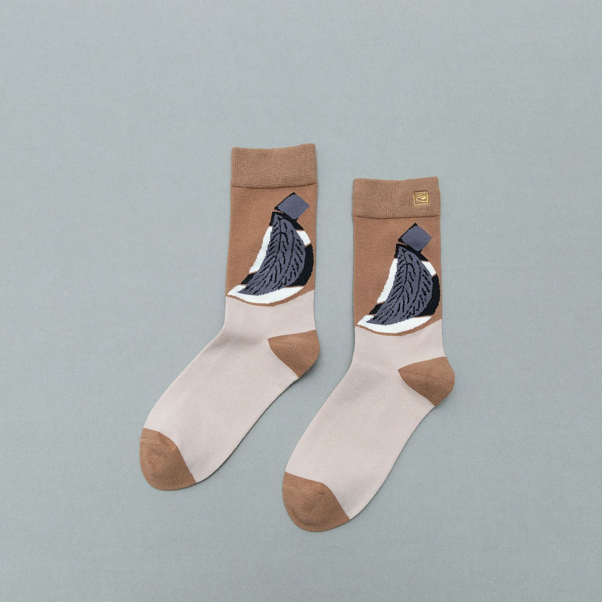 Personality contrast color graffiti character in tube socks Street style fashion cotton socks Limorista