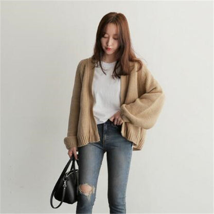 Simple short knit cardigan Limorista