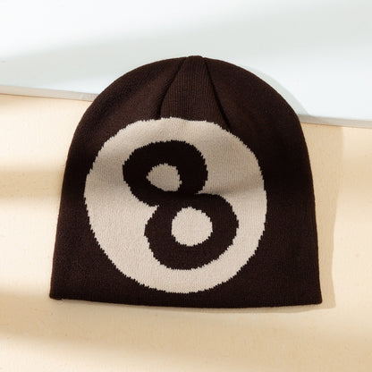 Warm All-matching Simple Number 8 Slipover Woolen Cap Limorista
