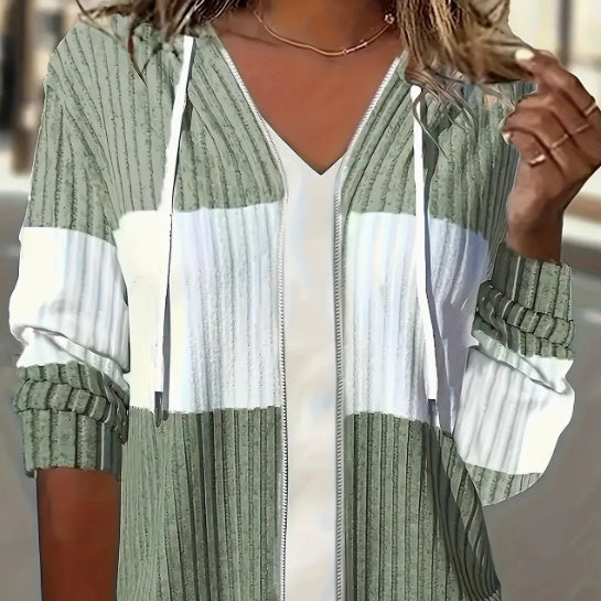 Color Block Zip-up Hoodie Jacket Limorista