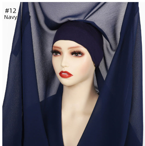 Lazy Chiffon Convenient Headscarf Magnetic Buckle Fixed Anti-drop Solid Color Limorista