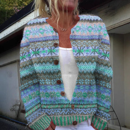 3D Digital Printing Cardigan Knitted Coat Women&