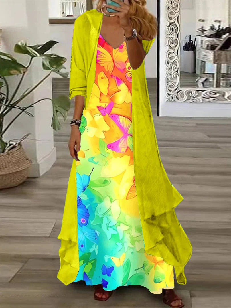 European And American Vacation Spaghetti Straps Long Skirt Indian Style Large Swing Skirt Two-piece Set Limorista