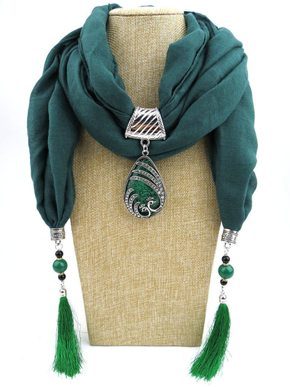Ethnic Style Peacock Pendant Gem Tassel Scarf Shawl Autumn And Winter Women&