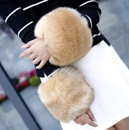 Warm sleeves fur fur cuff gloves windproof cuffs bracelets imitation rabbit fur imitation fox fur wristbands hand ring Limorista