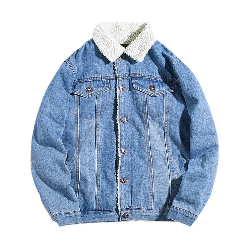 Winter Fleece-lined Denim Coat For Men Thickened Limorista