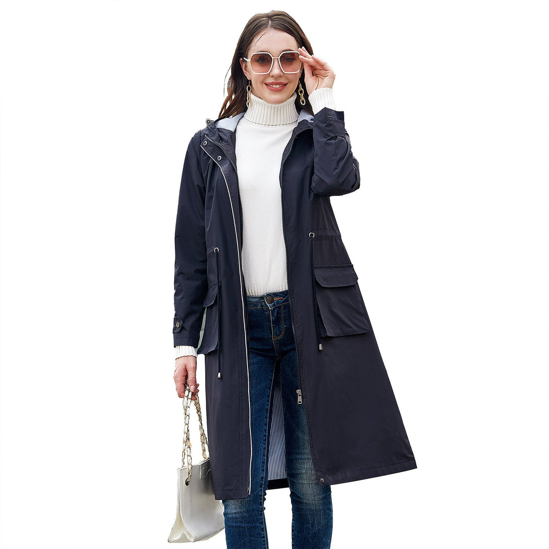 Long Casual Windbreaker Women&