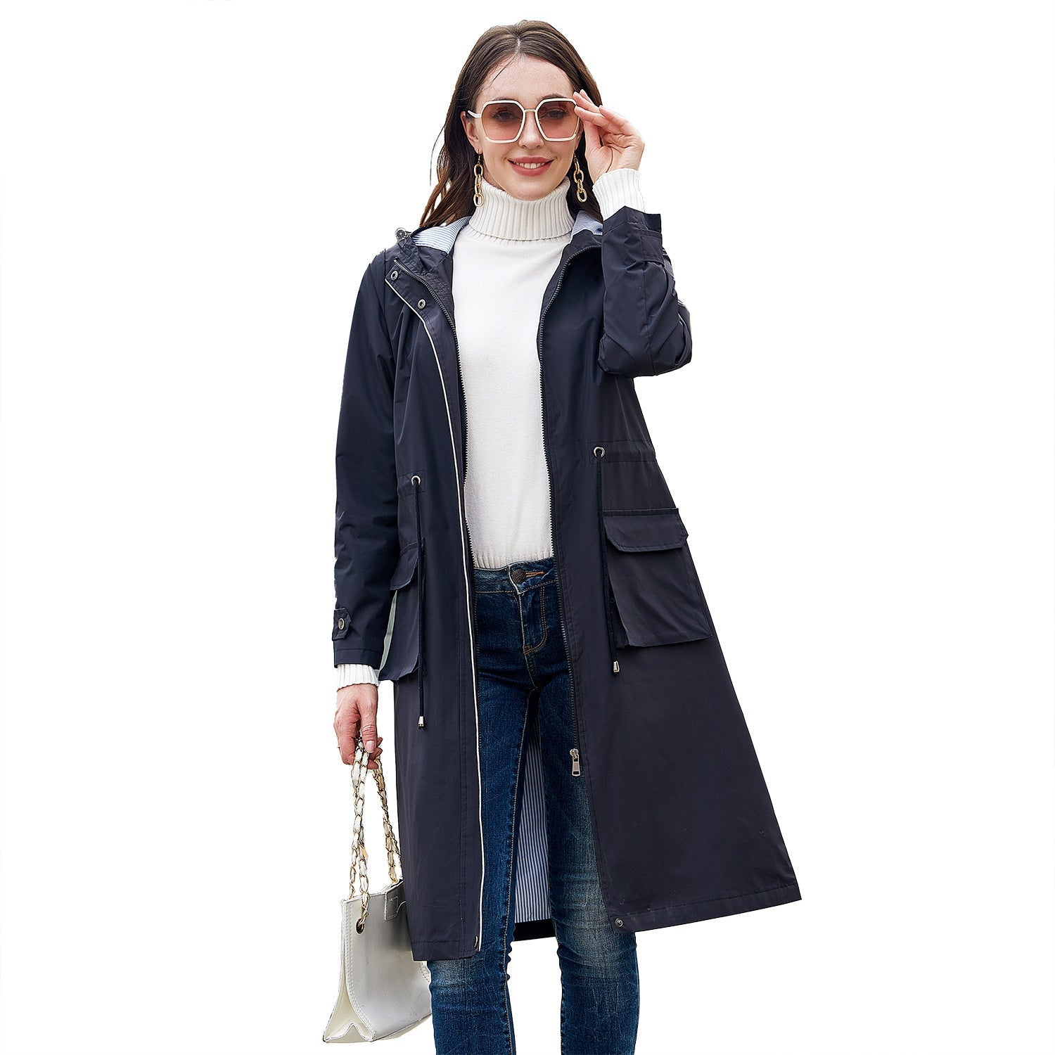 Long Casual Windbreaker Women&