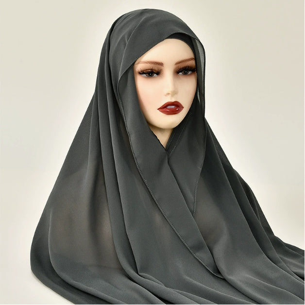 Lazy Chiffon Convenient Headscarf Magnetic Buckle Fixed Anti-drop Solid Color Limorista