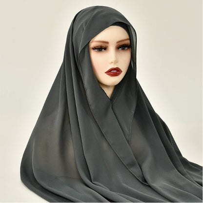 Lazy Chiffon Convenient Headscarf Magnetic Buckle Fixed Anti-drop Solid Color Limorista