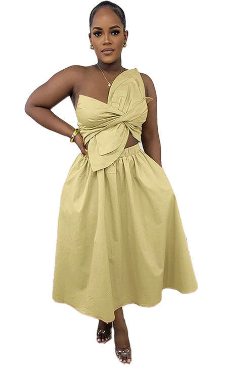 Smocking One Shoulder Petal Hollow Out Dress Limorista
