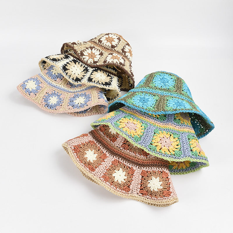 Hat Female Hand Crochet Papyrus Sun Foldable Limorista