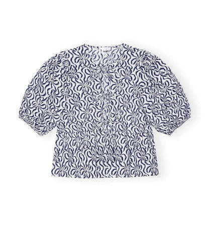 Fashion Printed Shirt Half Sleeve Lace-up Top Limorista
