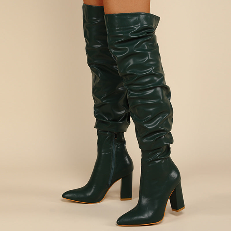 Chunky Heel High Zipper High Leg Boot Limorista