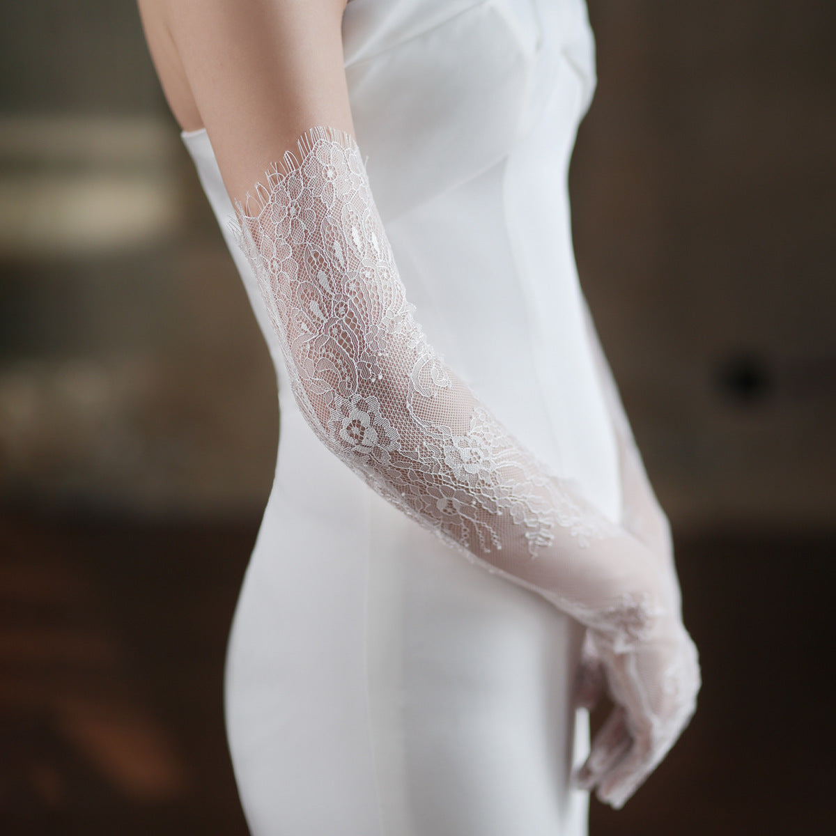 New Super Fairy White Lace Tulle Bride Photo Gloves Limorista