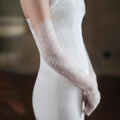 New Super Fairy White Lace Tulle Bride Photo Gloves Limorista