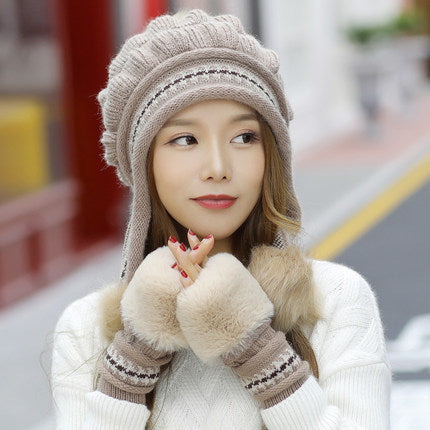 Cozy Knit Fleece-Feel Beanie With Ear Flaps &amp; Pompom Warm Winter Hat For Women Perfect For Skiing &amp; Outdoor Activities Limorista