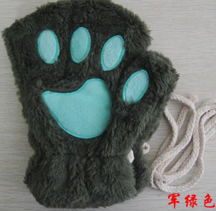 Winter Lovely Half Cover Paw Bear Cat Claw Gloves Short Finger Limorista