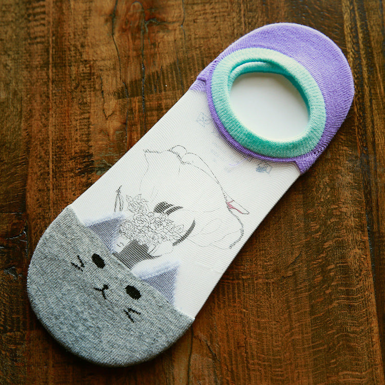 Spring And Summer New Cartoon Ankle Socks Women&
