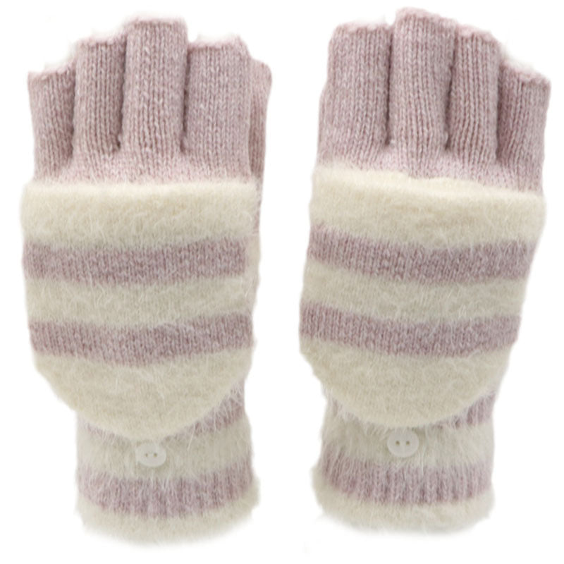 Flip Half Finger Knitting Wool Gloves Limorista