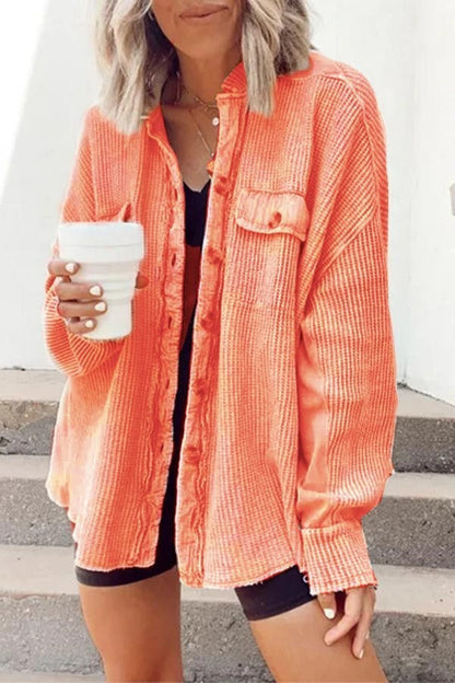 Casual Lapel Pocket Stitching Irregular Shirt Jacket Limorista