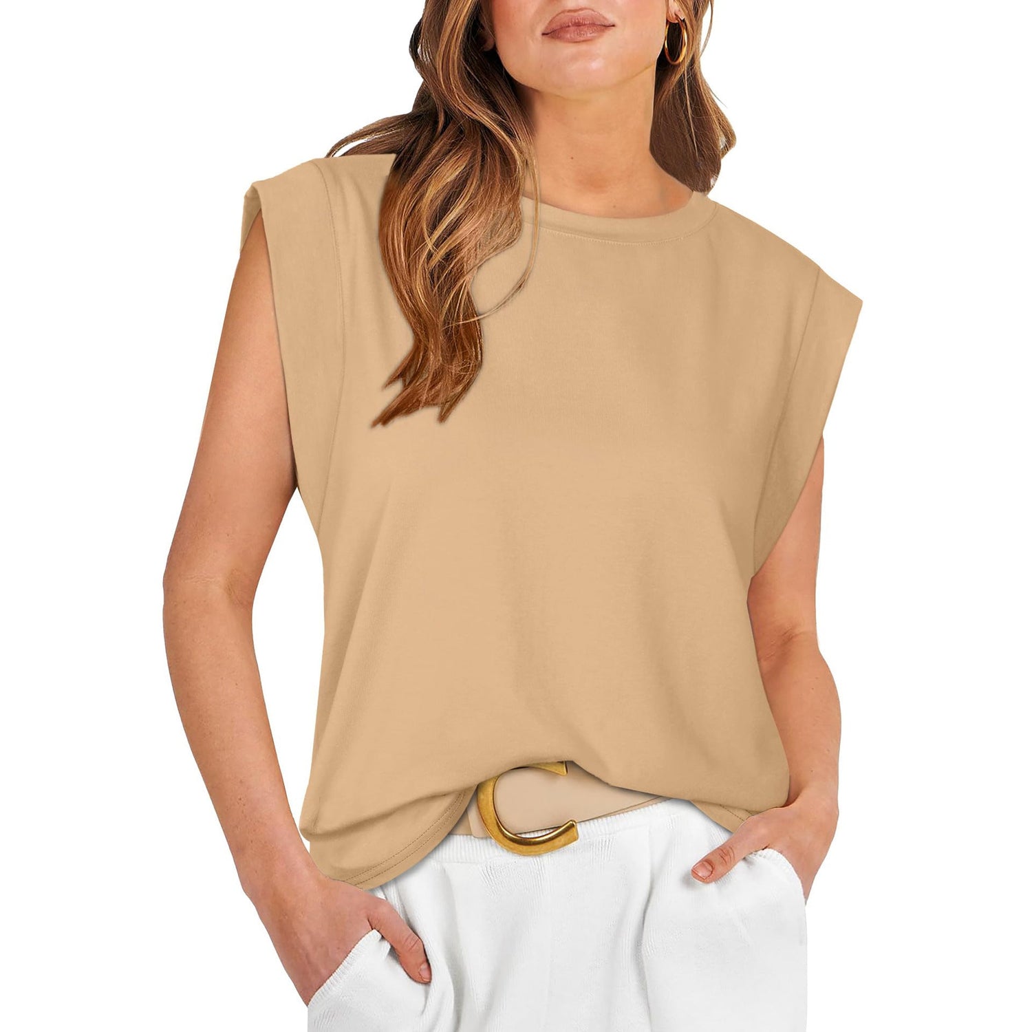 Round Neck Loose Short Sleeves Striped Top For Women Limorista