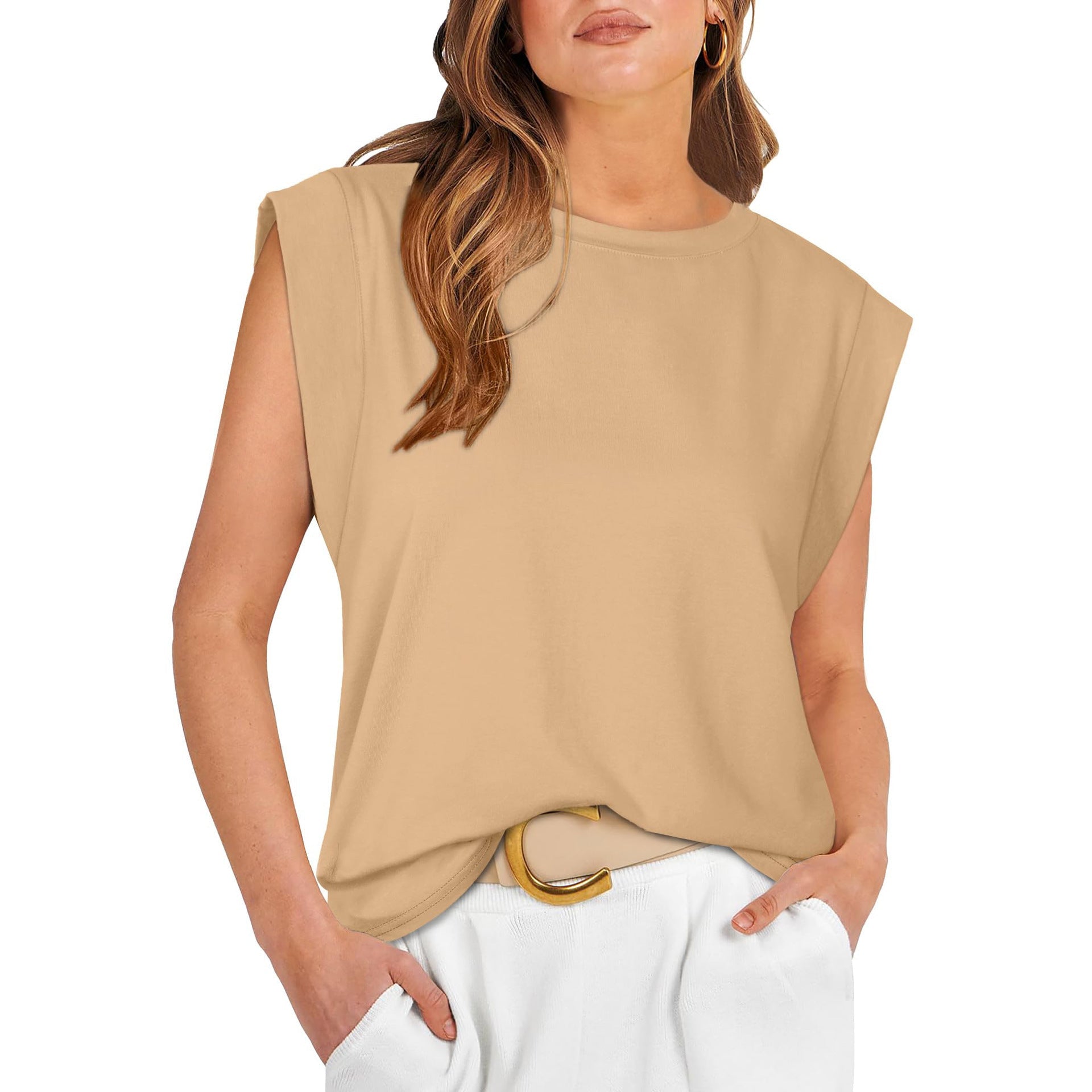 Round Neck Loose Short Sleeves Striped Top For Women Limorista