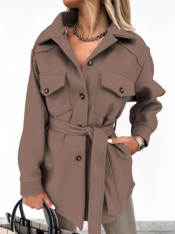Fashionable Lace-up Small Fragrant Jacket With Pockets Limorista