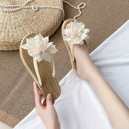 Gentle Woman Flowers All-matching Flat Shoes Non-slip Beach Sandals Limorista