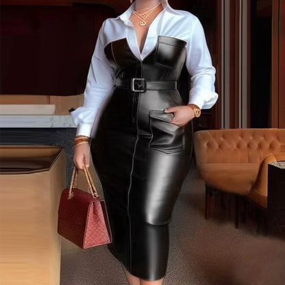 New Temperament Commute Stitching Contrasting-color Dress Limorista