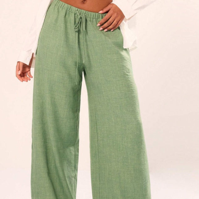 Holiday Textured Linen Feel Tie Waist Trouser Limorista