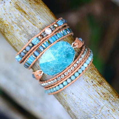 Cut Angle Tianhe Stone Cowhide Woven Bracelet Limorista