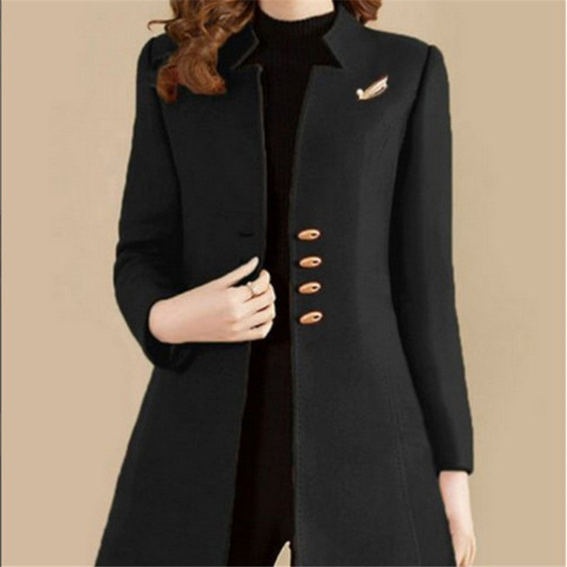 Autumn And Winter Slim Korean Style Solid Color Women&