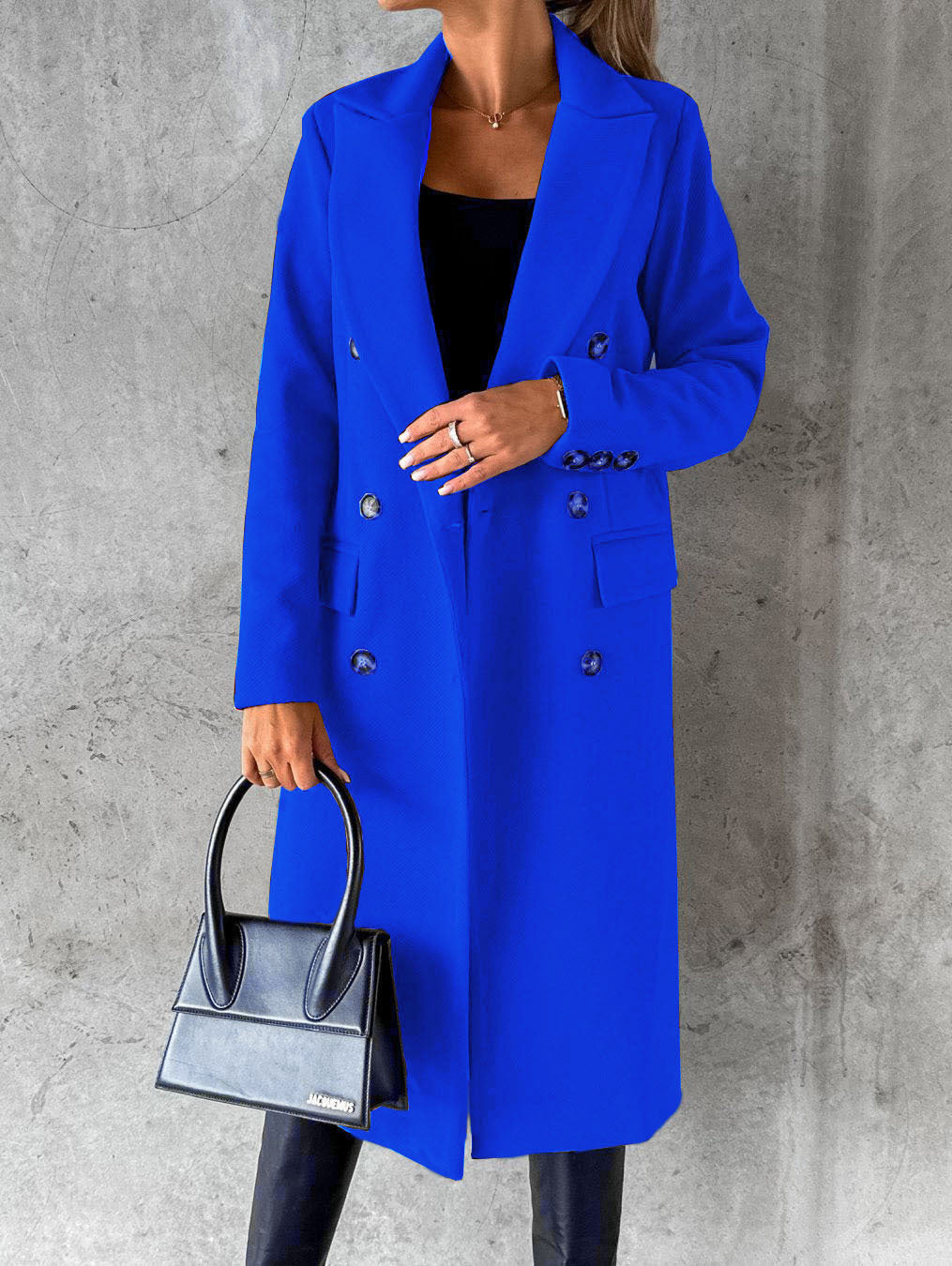 Long Sleeve Lapel Coat Winter Fashion Solid Double Breasted Slim Long Jacket Womens Clothing Limorista