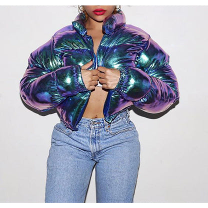 Bright metal short women&