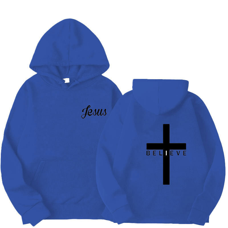 Believe Cross Printed Hoodie Men&