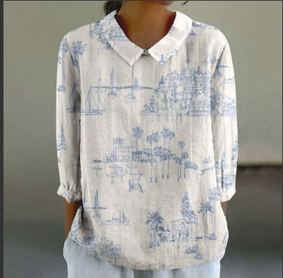 Creative Retro Chinese Style Floral Print Shirt Limorista