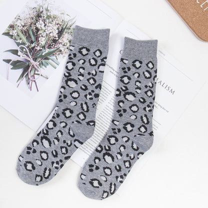 Autumn And Winter Cotton Leopard Print Tube Socks Limorista